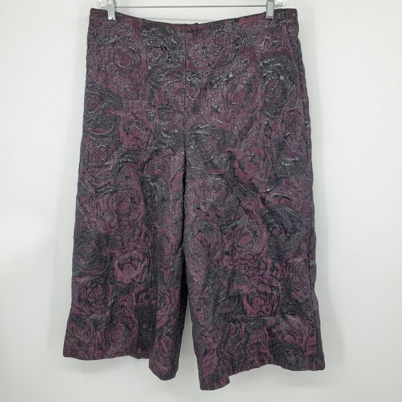 NWT Asos Cropped Wide Leg Purple Jacquard Whimsigoth High Rise Pants Size 14 - Picture 1 of 9